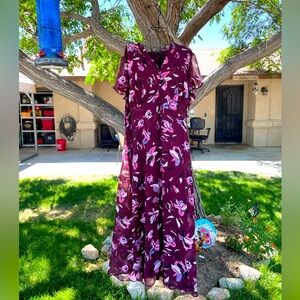 Lane Bryant ~ Burgundy floral dress GUC size 18
